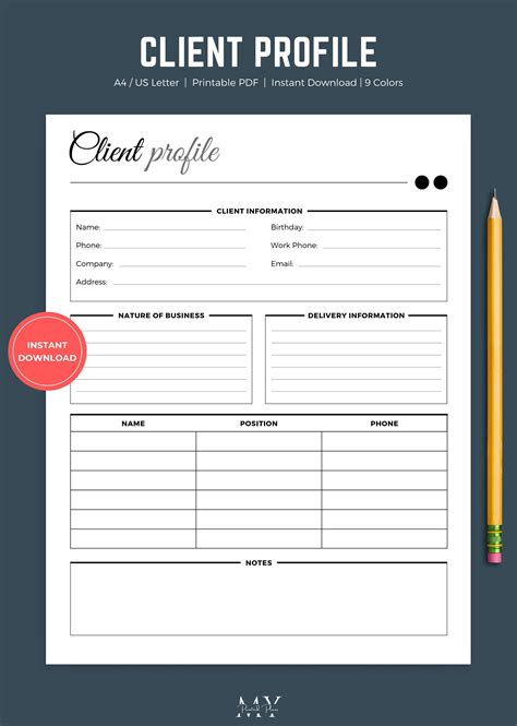 Client Information Sheet Template 5