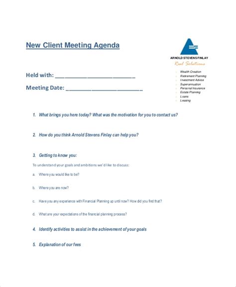 Client Meeting Agenda Template