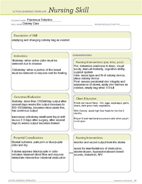 Clinical Skills Template for Nursing