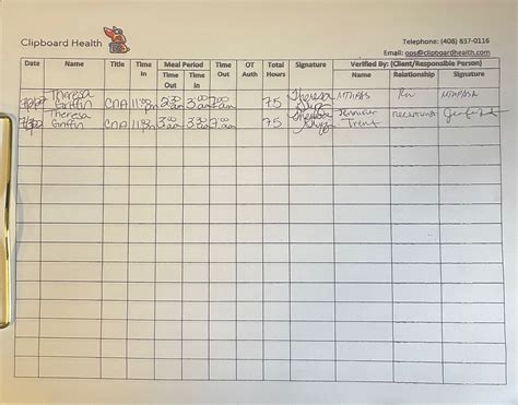 Clipboard Health Timesheet Template Sample