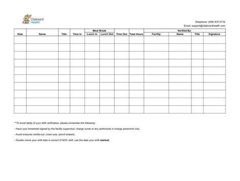 Clipboard Health Timesheet