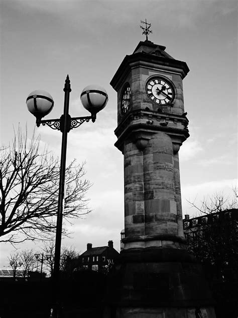 Clock tower landscape illustration