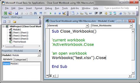 Close Excel Workbook VBA