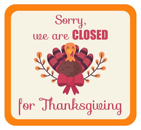 Closed for Thanksgiving signs