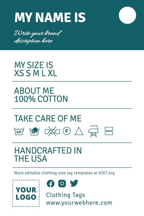 Clothing label template example