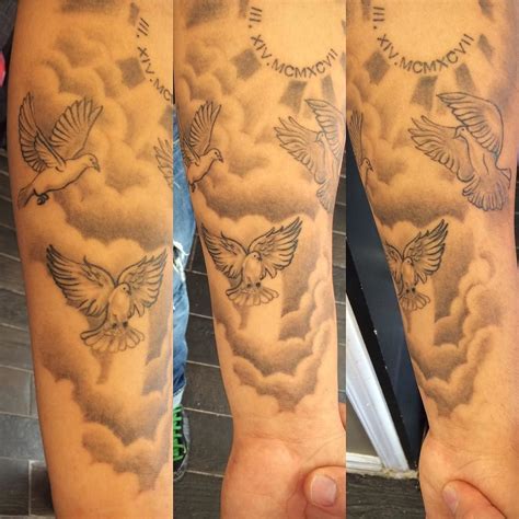 Cloud and bird tattoos