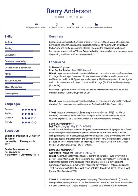 Cloud Computing Professional Resume Template