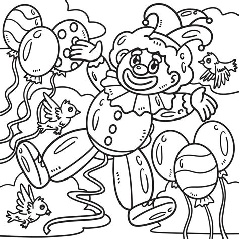 Clown balloon coloring page