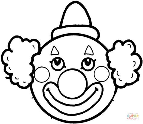 Clown face coloring page