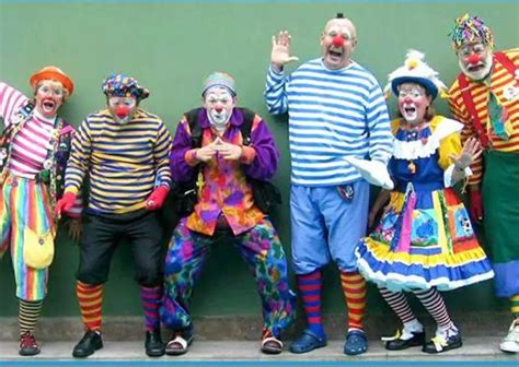 A group of clowns performing together