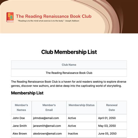 Club Membership Database Template