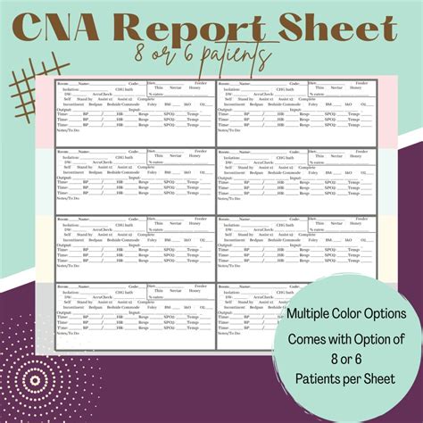 CNA Report Sheet Template Example