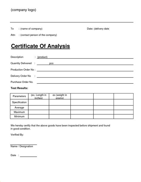 COA Template Design