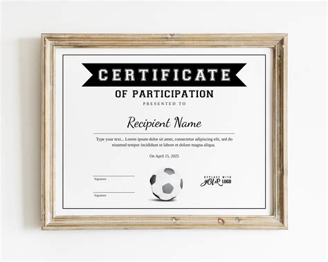 Coaching football certificate template