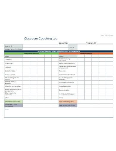 Best Practices for Coaching Log Template