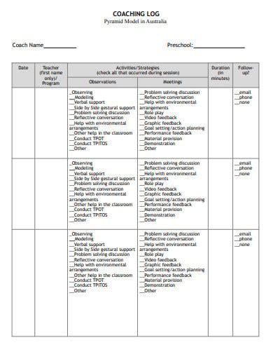 Coaching Log Template Free