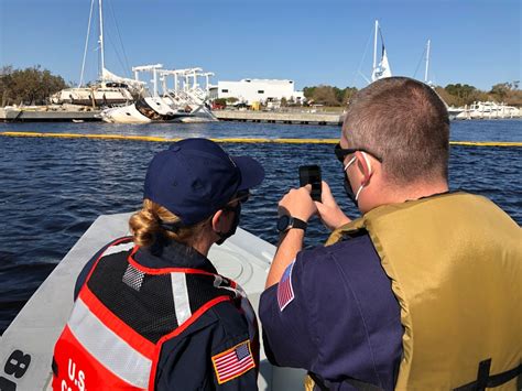 Coast Guard environmental response team responding to an oil spill