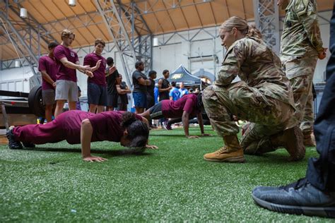 Coast Guard JROTC cadets participating in a physical fitness exercise