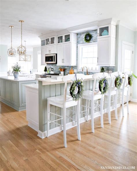 A coastal-inspired kitchen featuring a beachy vibe and ocean-inspired accents.