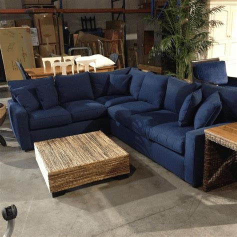 Coastal Navy Blue Sectional in a Beach-Style Living Room