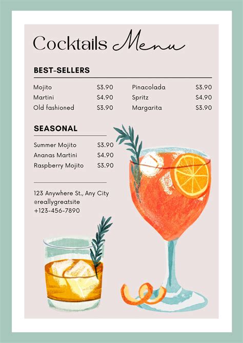 Cocktail menu design inspiration