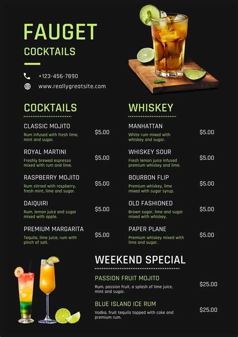 Cocktail Menu Template