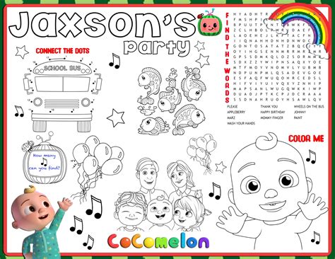 Cocomelon activity sheets for kids learning fun