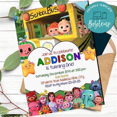 DIY Cocomelon 1st Birthday Invitation