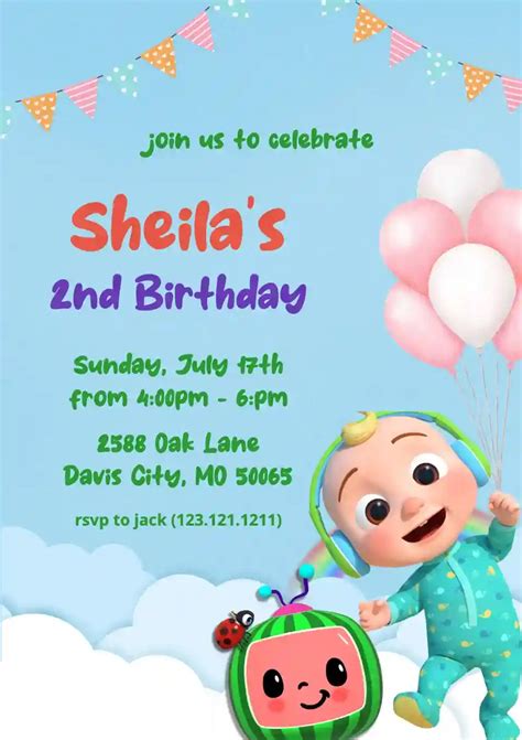 Cocomelon Birthday Invitation Template 3