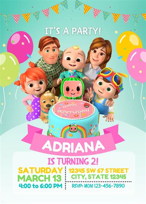 Cocomelon Birthday Party Invitation 2