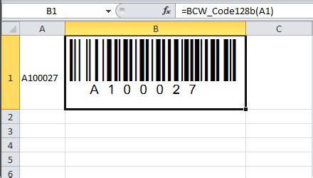 Example of a Code 128 barcode font