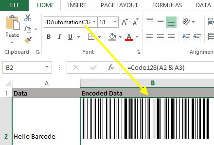 Code 128 Font in Excel