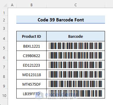 Using Code 39 Font in Excel