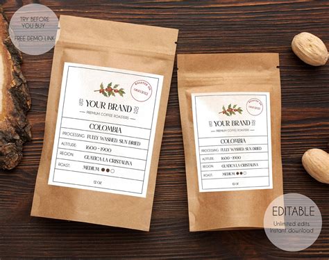 Coffee bag label template