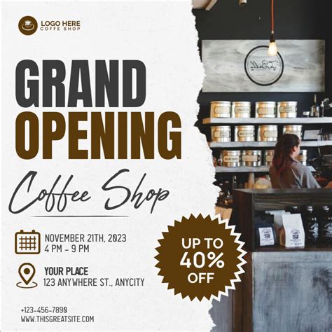 Coffee Shop Grand Opening Flyer Template