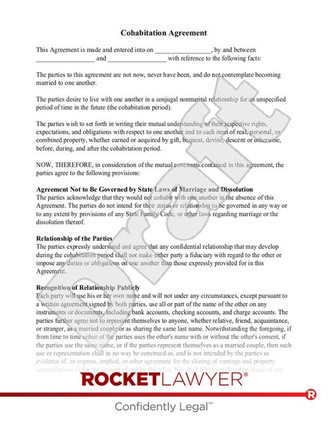 Cohabitation Agreement Template US