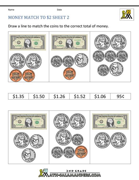 Coin identification worksheets for kids