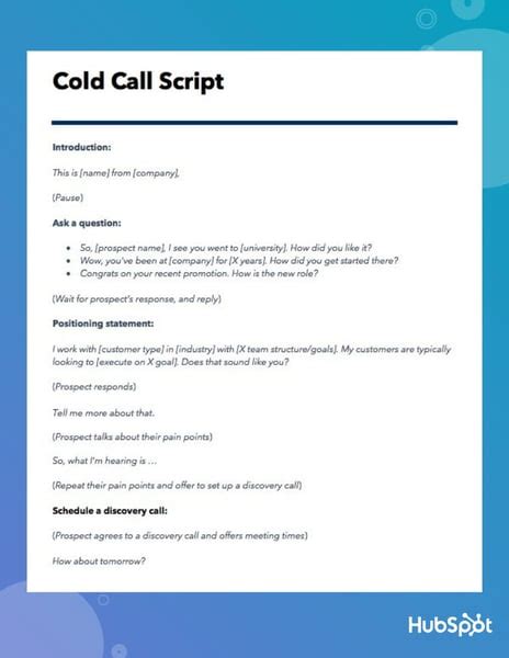 Cold Call Template Word