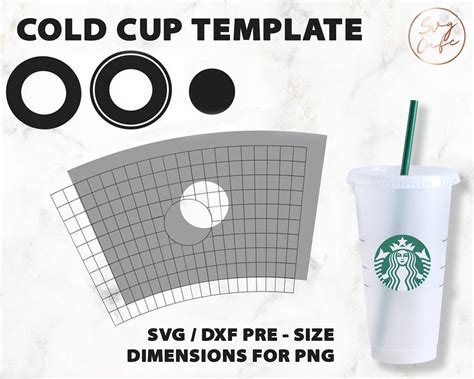 Cold Cup Template Sizes