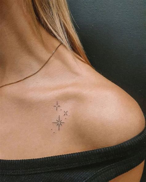 Collarbone stars tattoos design