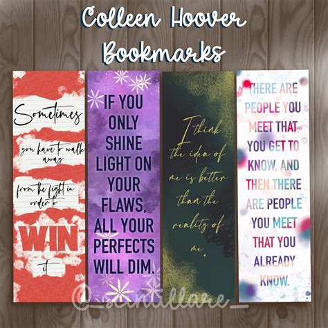 Colleen Hoover Bookmarks Free Printable Designs