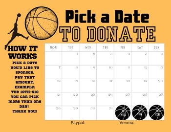 College Basketball Calendar Fundraiser