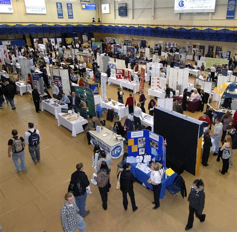 Students at a college recruitment fair