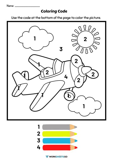 A Color By Code Worksheet with various colors and codes