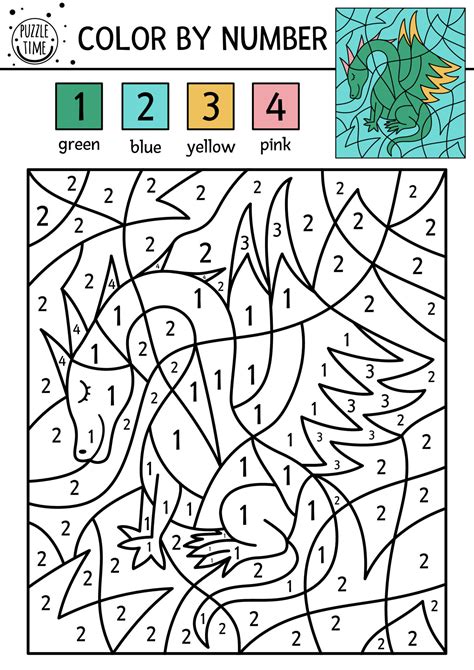 Fantasy creatures color by number printables