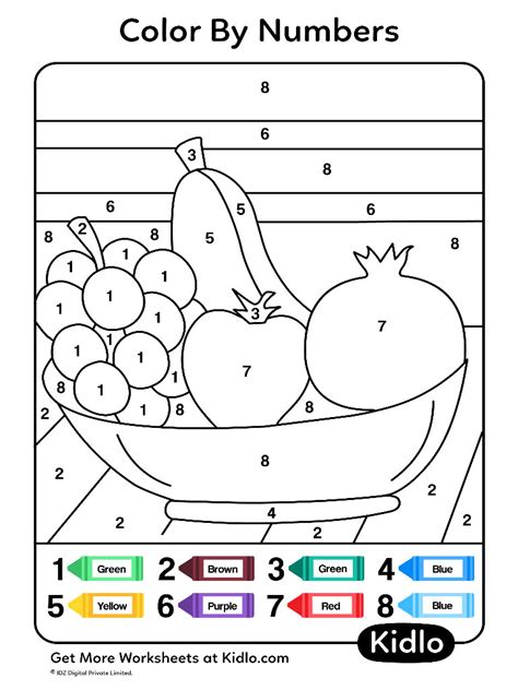 Color by Number Fruits