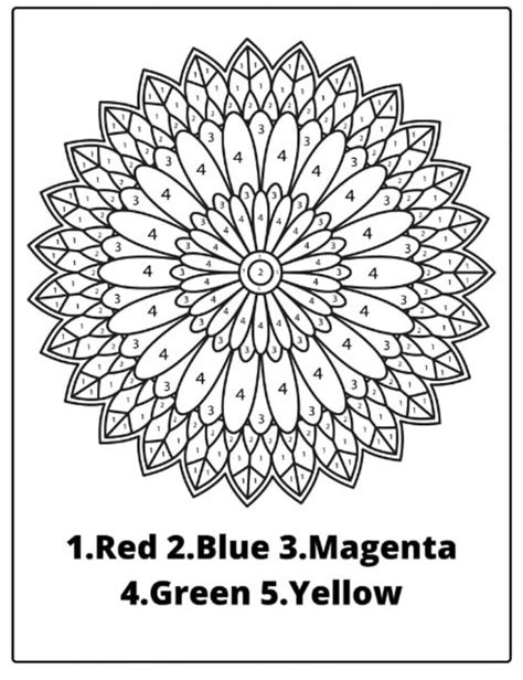 Mandalas color by number printables