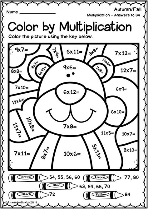 Color by Number Multiplication Activities