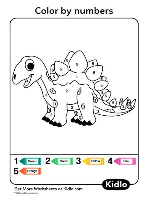 A selection of dinosaur color by number printables