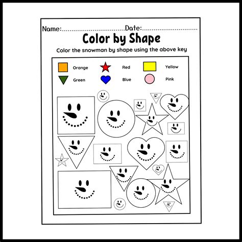 Color by Shape Worksheet Example